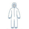 PC127 White Protective Hooded Coveralls w/ Zipper Front (Large)